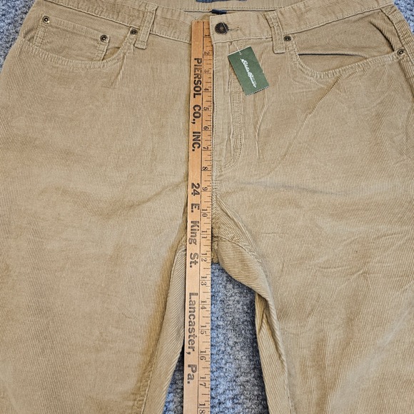 NWT Eddie Bauer Mens Corduroy Pants 5 Pocket Tan Straight Fit Size 36x34 - Picture 3 of 6